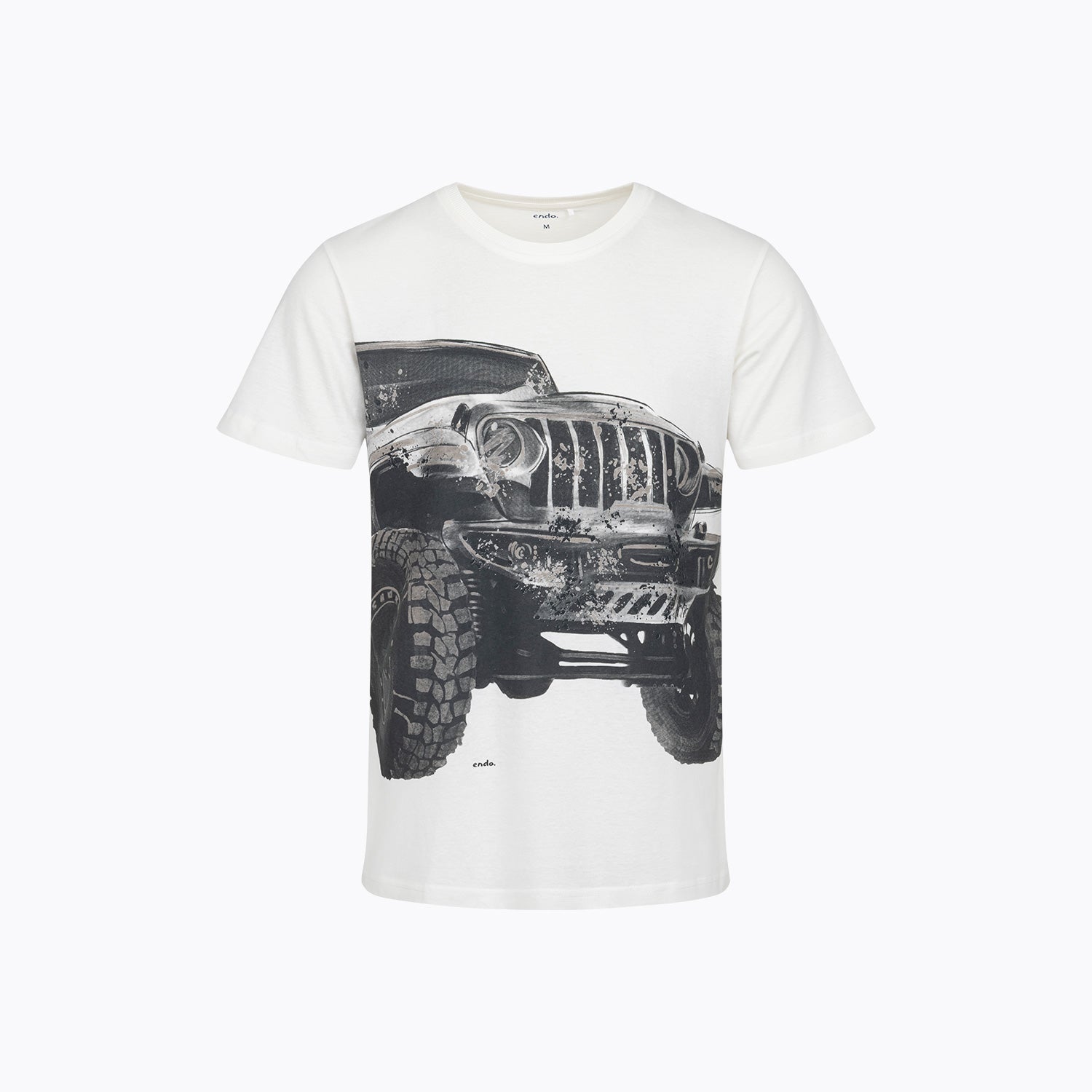 T-shirt męski z krótkim rękawem biały terenówka