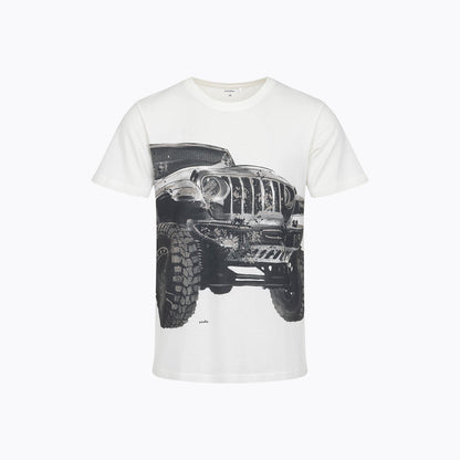 T-shirt męski z krótkim rękawem biały terenówka