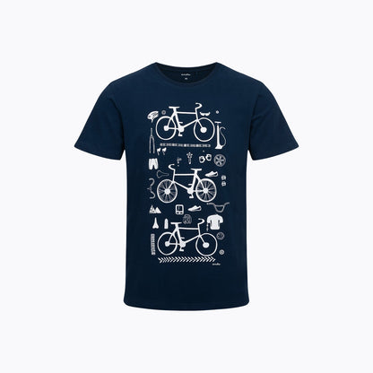 T-shirt męski z krótkim rękawem granatowy rowery trzy