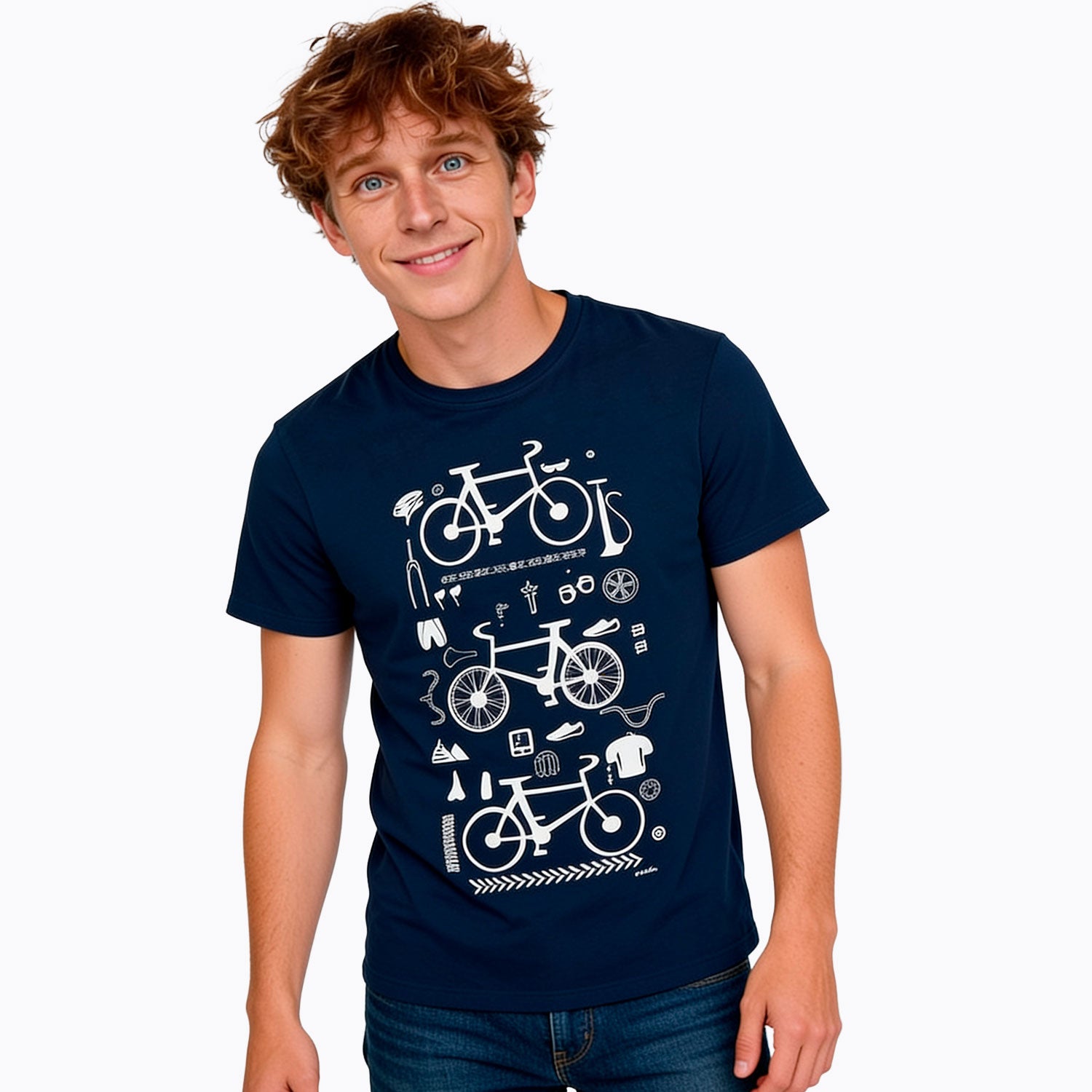 Męski T-shirt z krótkim rękawem granatowy "rowery trzy"
