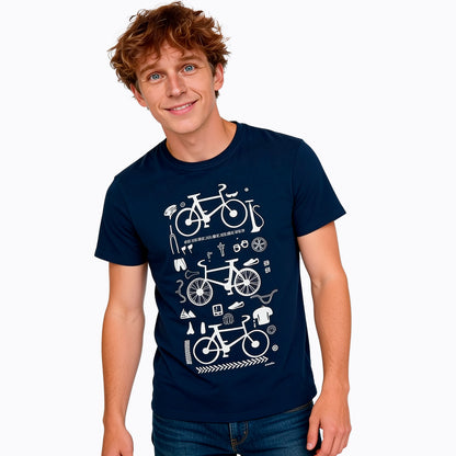 Męski T-shirt z krótkim rękawem granatowy "rowery trzy"