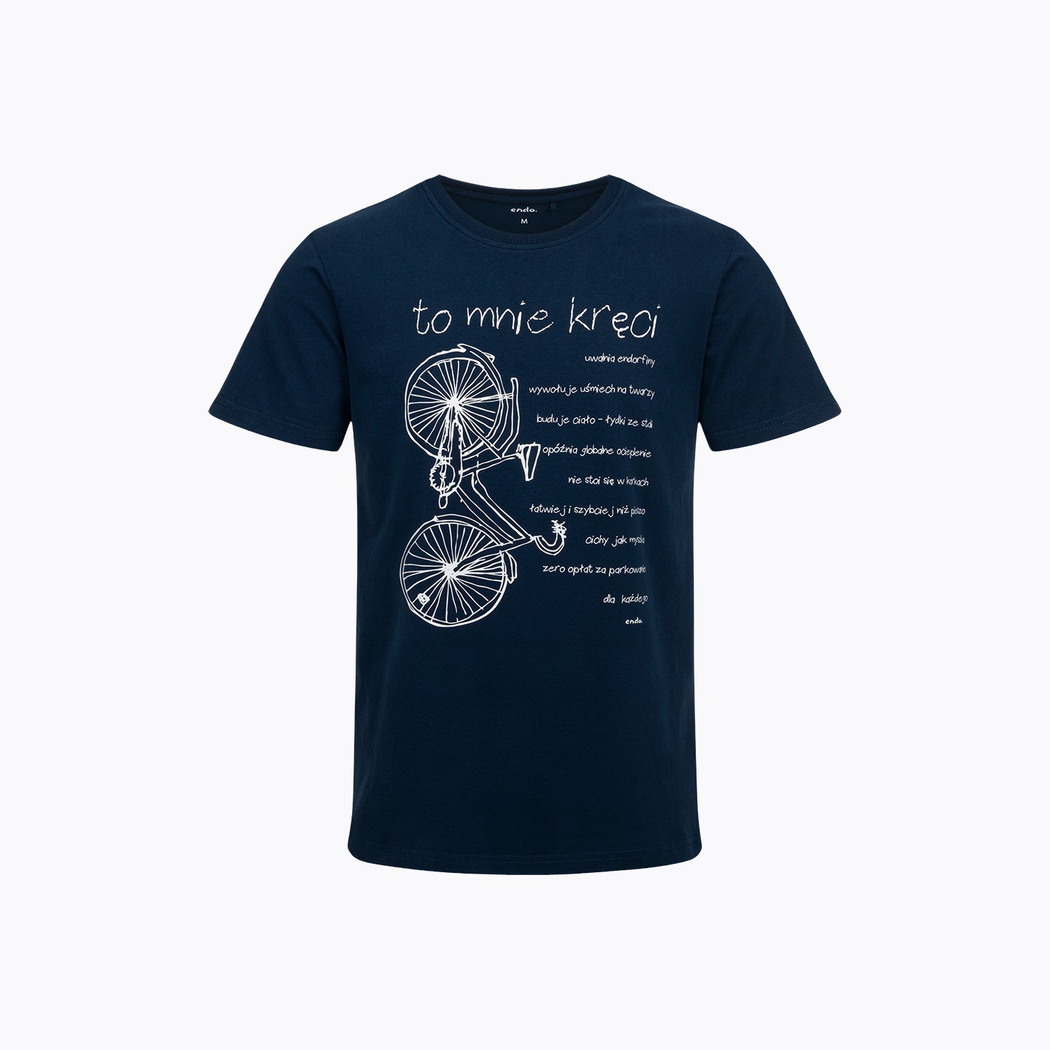 T-shirt męski z krótkim rękawem granatowy rower - to mnie kręci