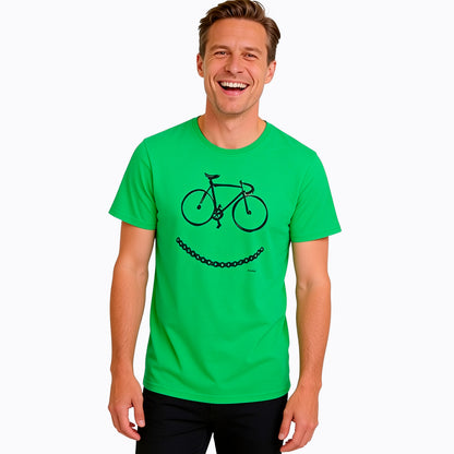 Męski T-shirt z krótkim rękawem zielony z rowerem