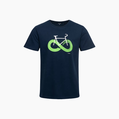Męski t-shirt z krótkim rękawem, z motywem rowerowym, granatowy