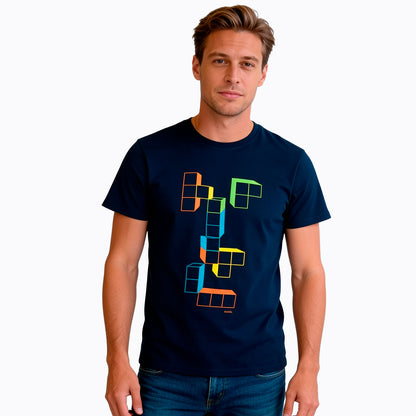 Męski t-shirt z krótkim rękawem, z motywem gry komputerowej, granatowy