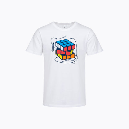 T-shirt męski z krótkim rękawem biały kostka logiczna