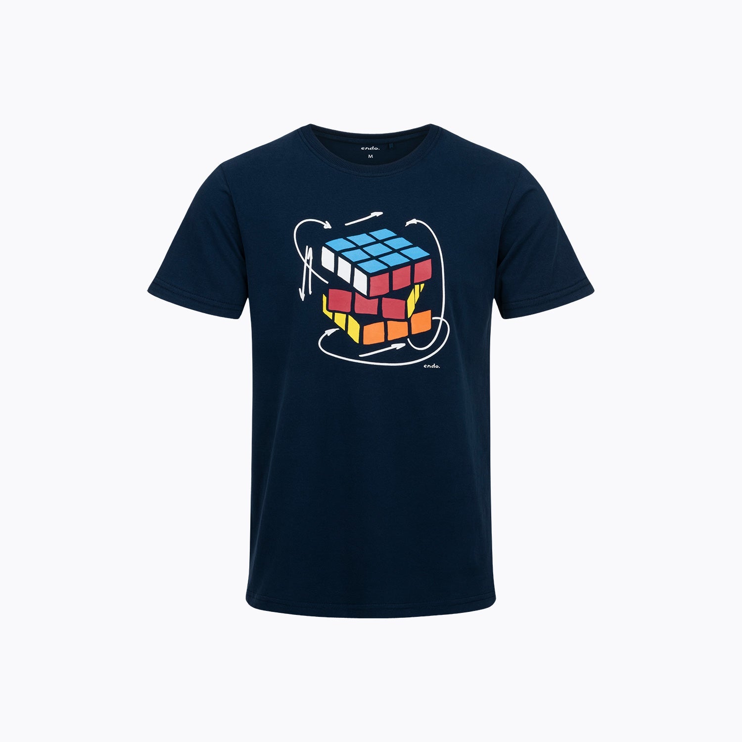 T-shirt męski z krótkim rękawem granatowy kostka logiczna