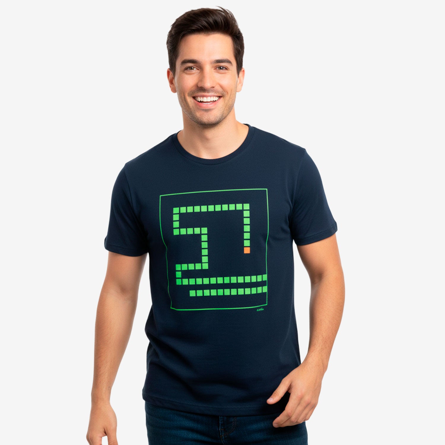 Męski t-shirt z krótkim rękawem, z motywem gry komputerowej, granatowy