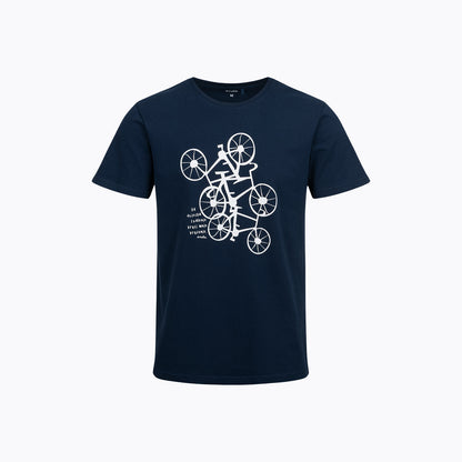 Męski t-shirt z krótkim rękawem, z rowerami, granatowy