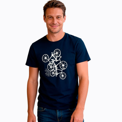 Męski t-shirt z krótkim rękawem, z rowerami, granatowy