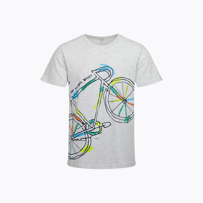 Męski t-shirt z krótkim rękawem, z rowerem, szary