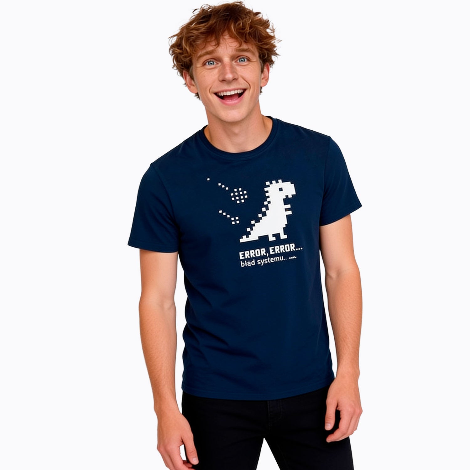 Męski T-shirt z krótkim rękawem granatowy "error"