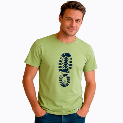 Męski t-shirt z krótkim rękawem, z traperem, zielony