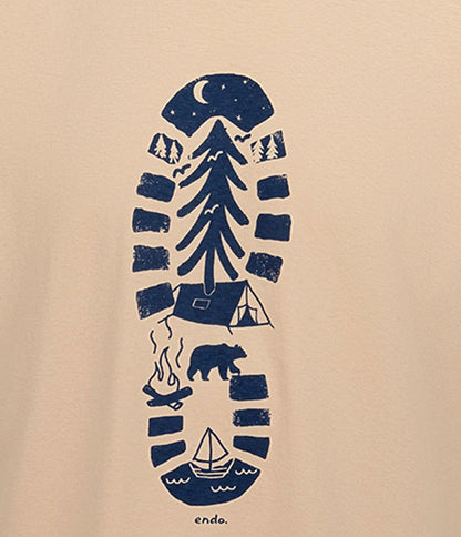 Męski t-shirt z krótkim rękawem, z traperem, beżowy