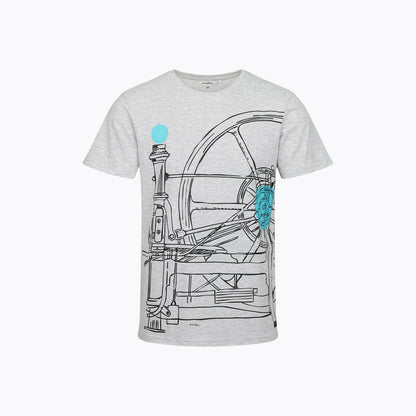 T-shirt męski z krótkim rękawem jasnoszary kołowrotek