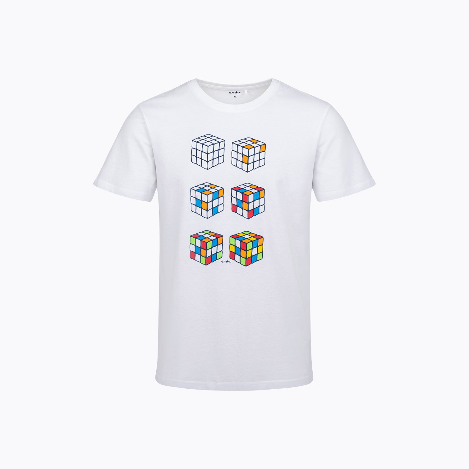 Męski t-shirt z krótkim rękawem, z kostkami Rubika, biały