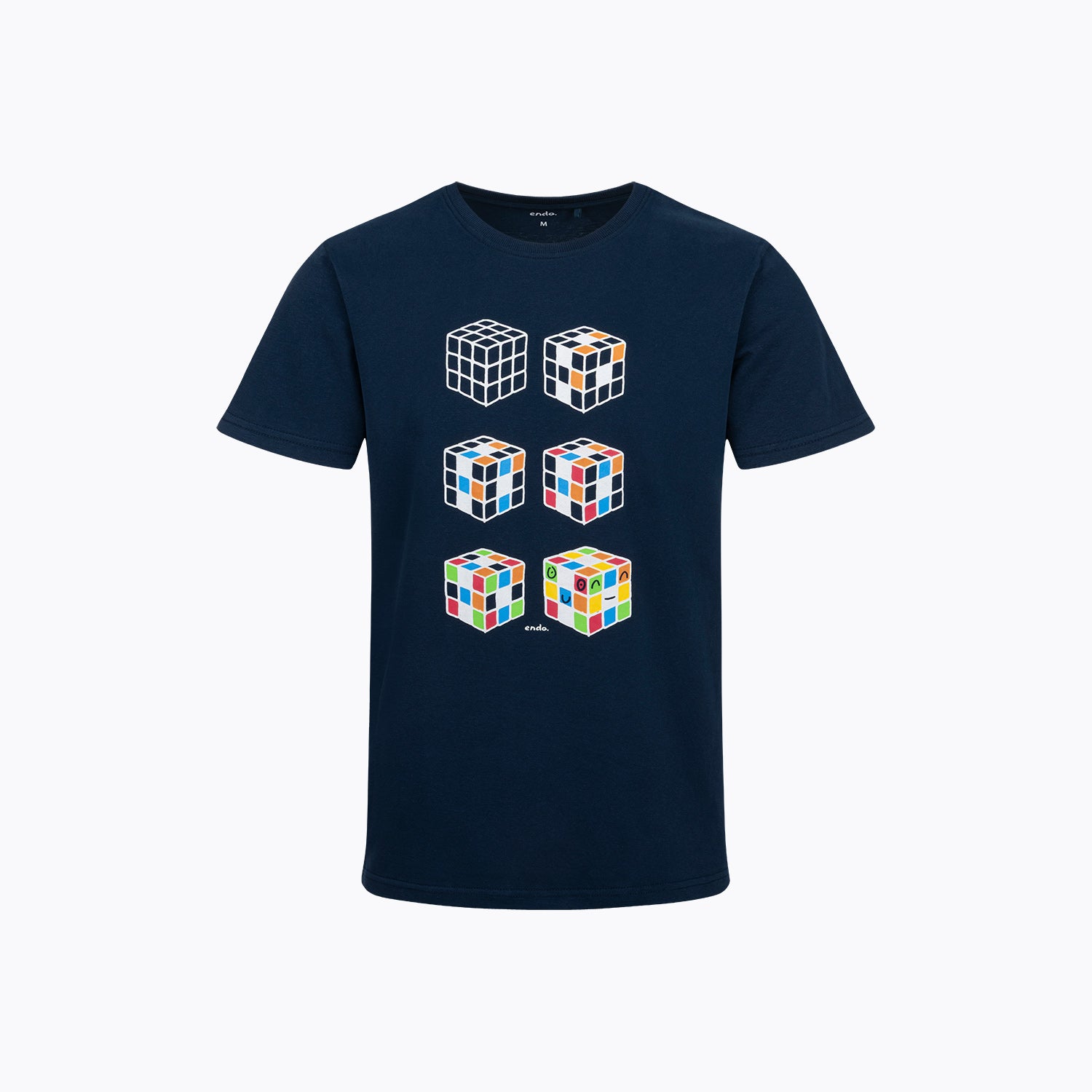 Męski t-shirt z krótkim rękawem, z kostkami Rubika, granatowy