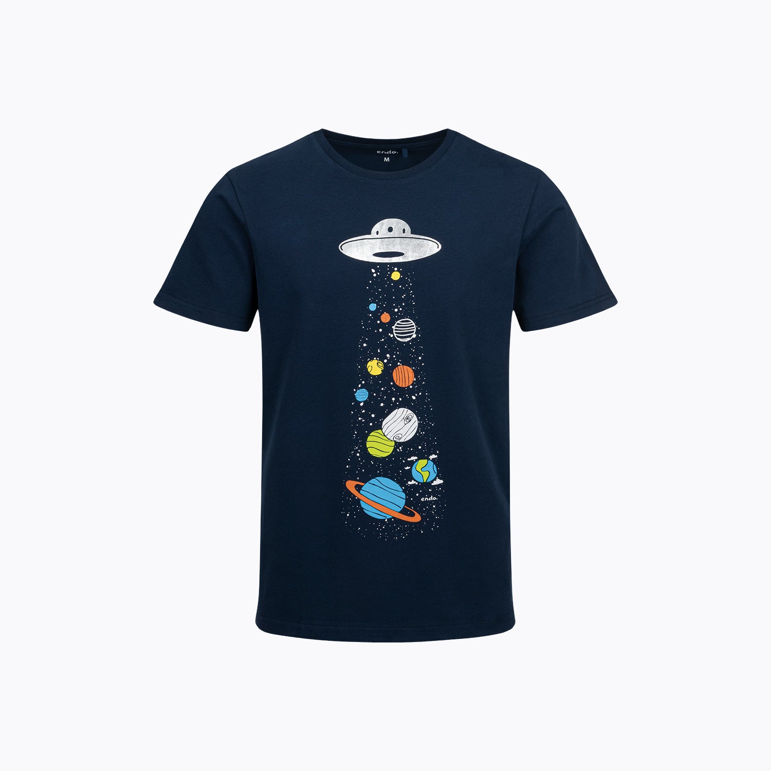 Męska piżama z krótkim rękawem, z Układem Słonecznym, granatowa