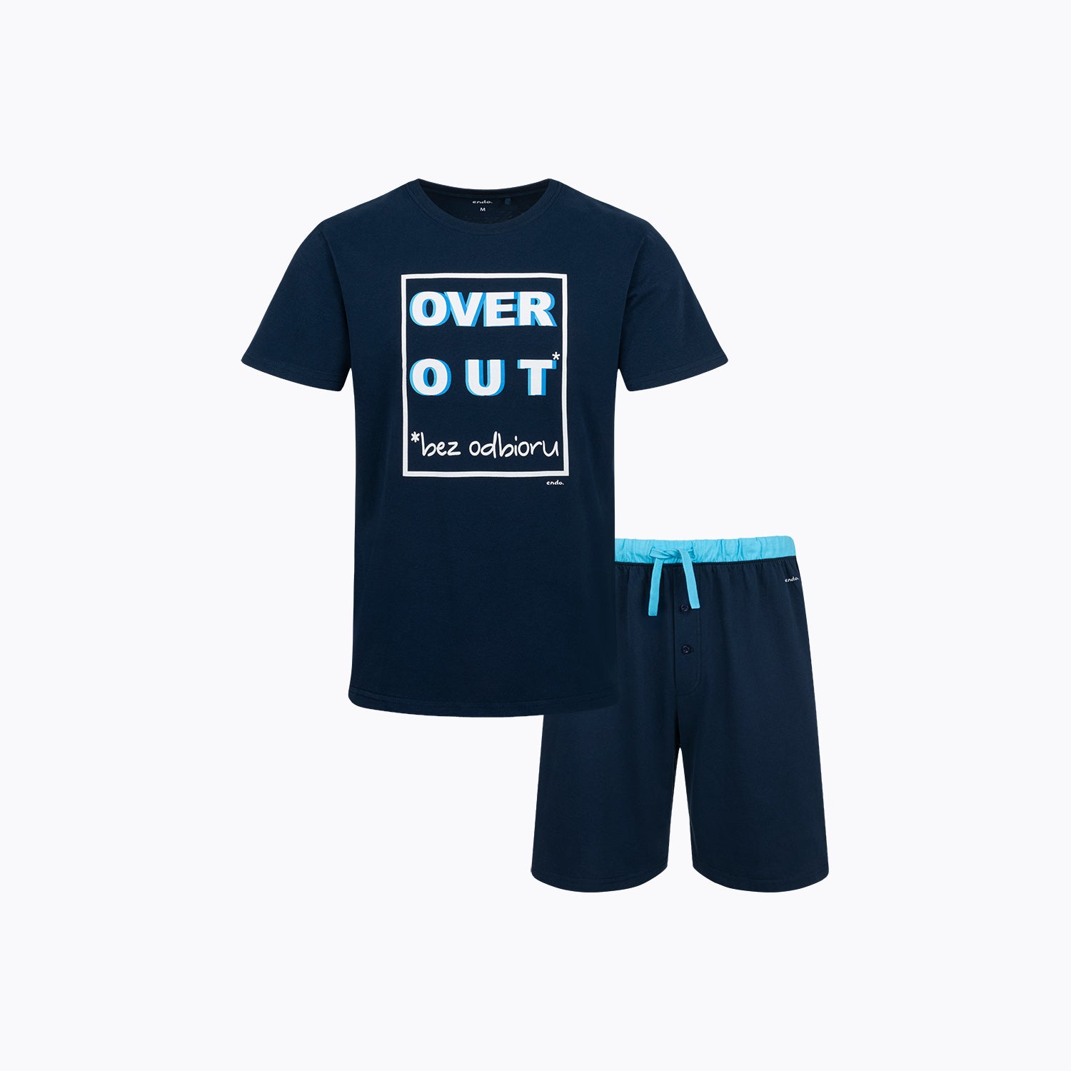 Męska piżama z krótkim rękawem, z napisem "bez odbioru", granatowa