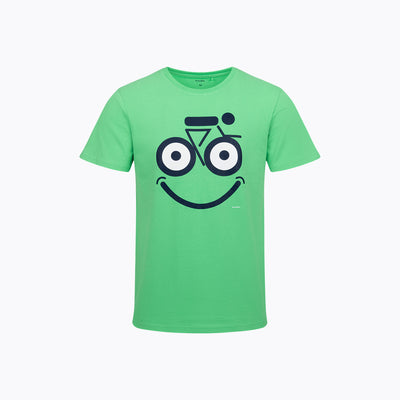 Męski t-shirt z krótkim rękawem, zielony z motywem rowerowym
