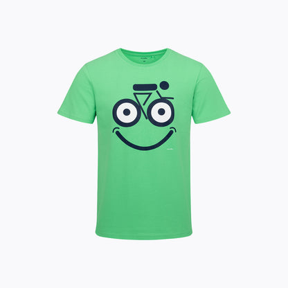 Męski t-shirt z krótkim rękawem, zielony z motywem rowerowym