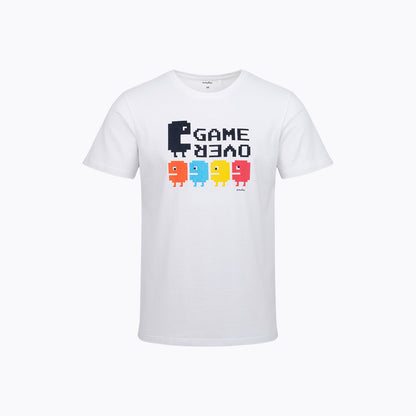 Męski t-shirt z krótkim rękawem, biały z motywem gier