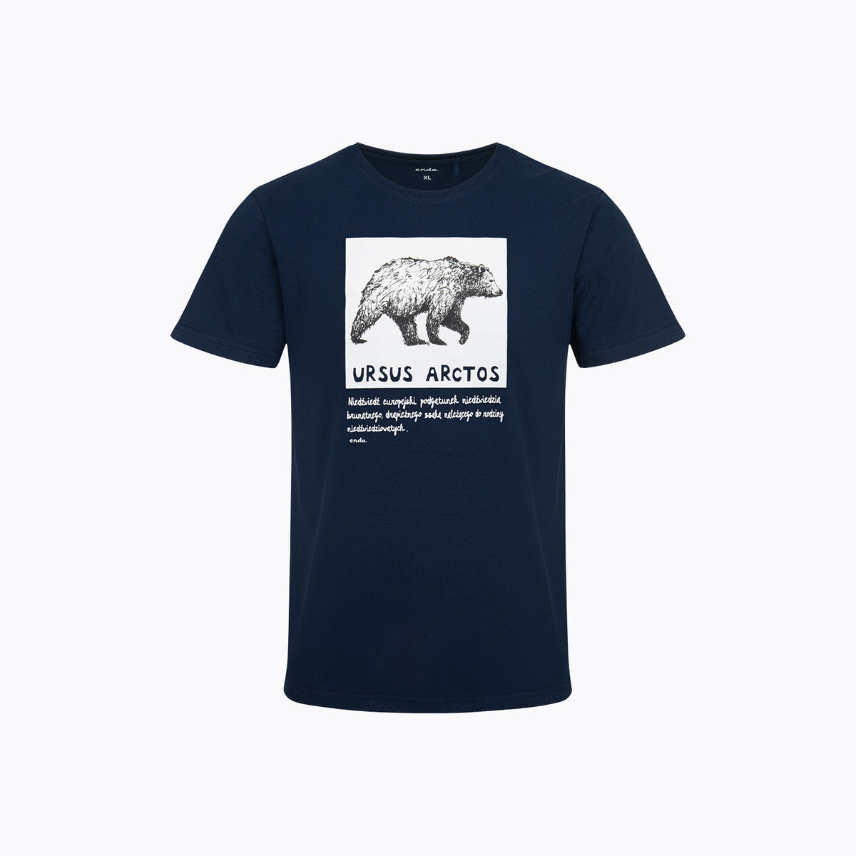Męski t-shirt z krótkim rękawem, granatowy "ursus arctos"