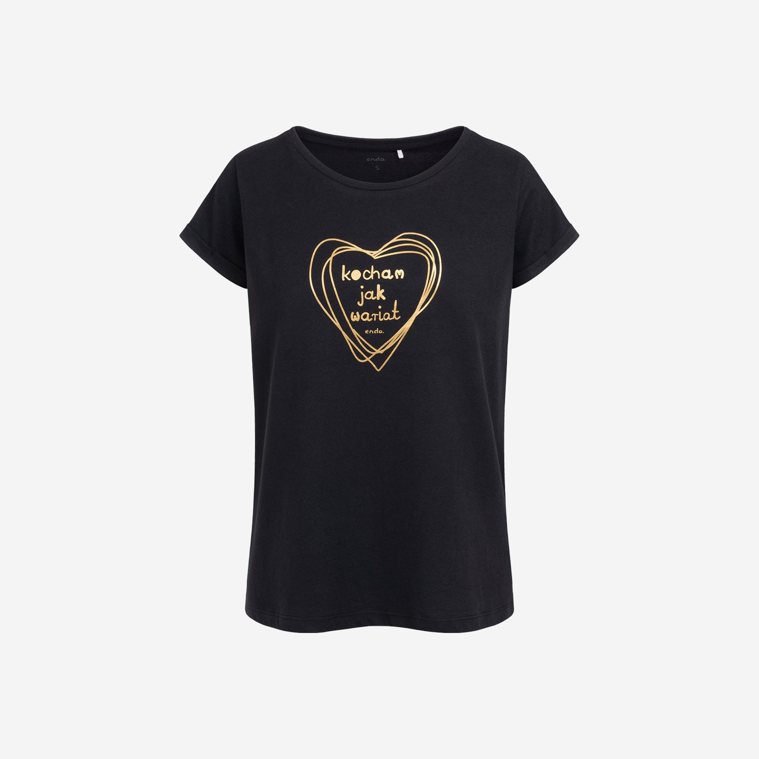 Damski t-shirt z krótkim rękawem, z napisem kocham jak wariat