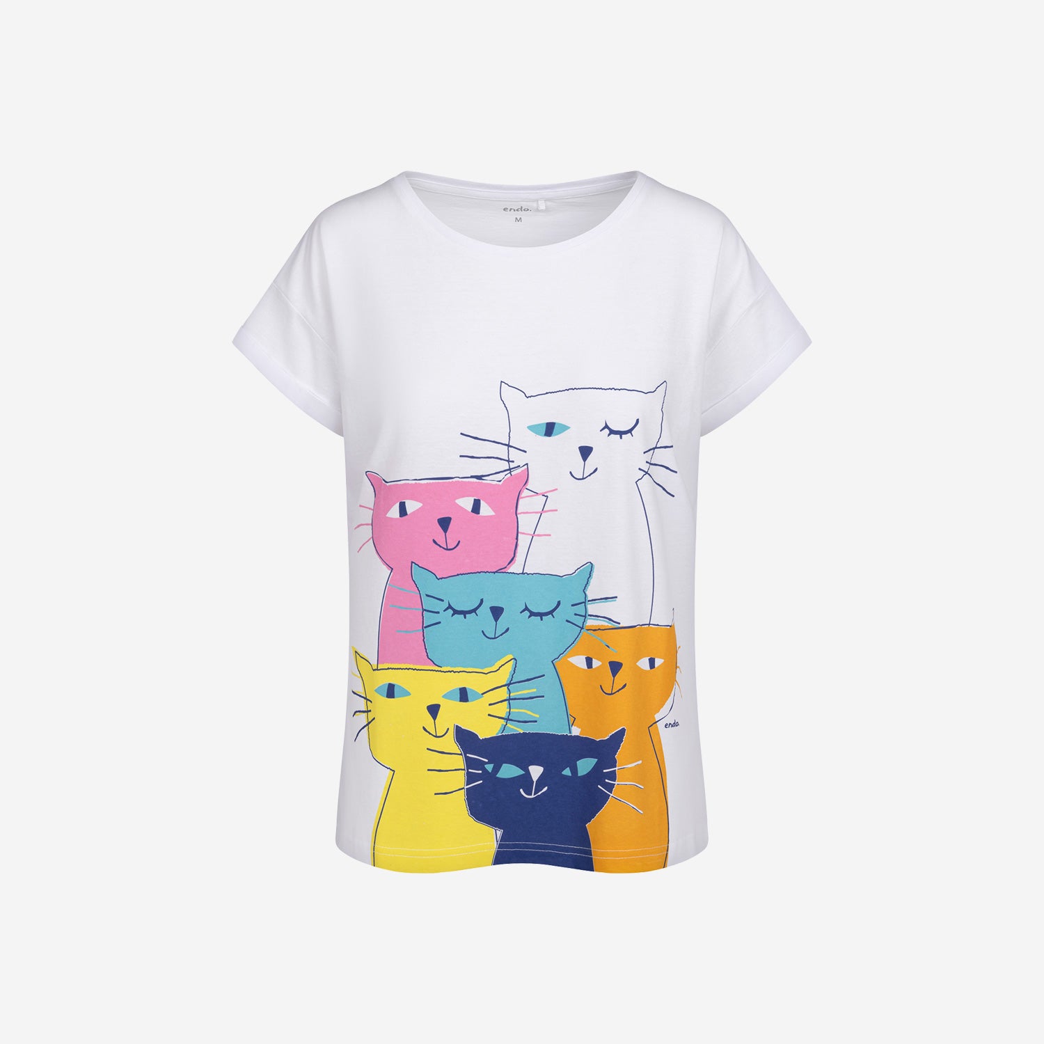 Damski t-shirt z krótkim rękawem, z kotami