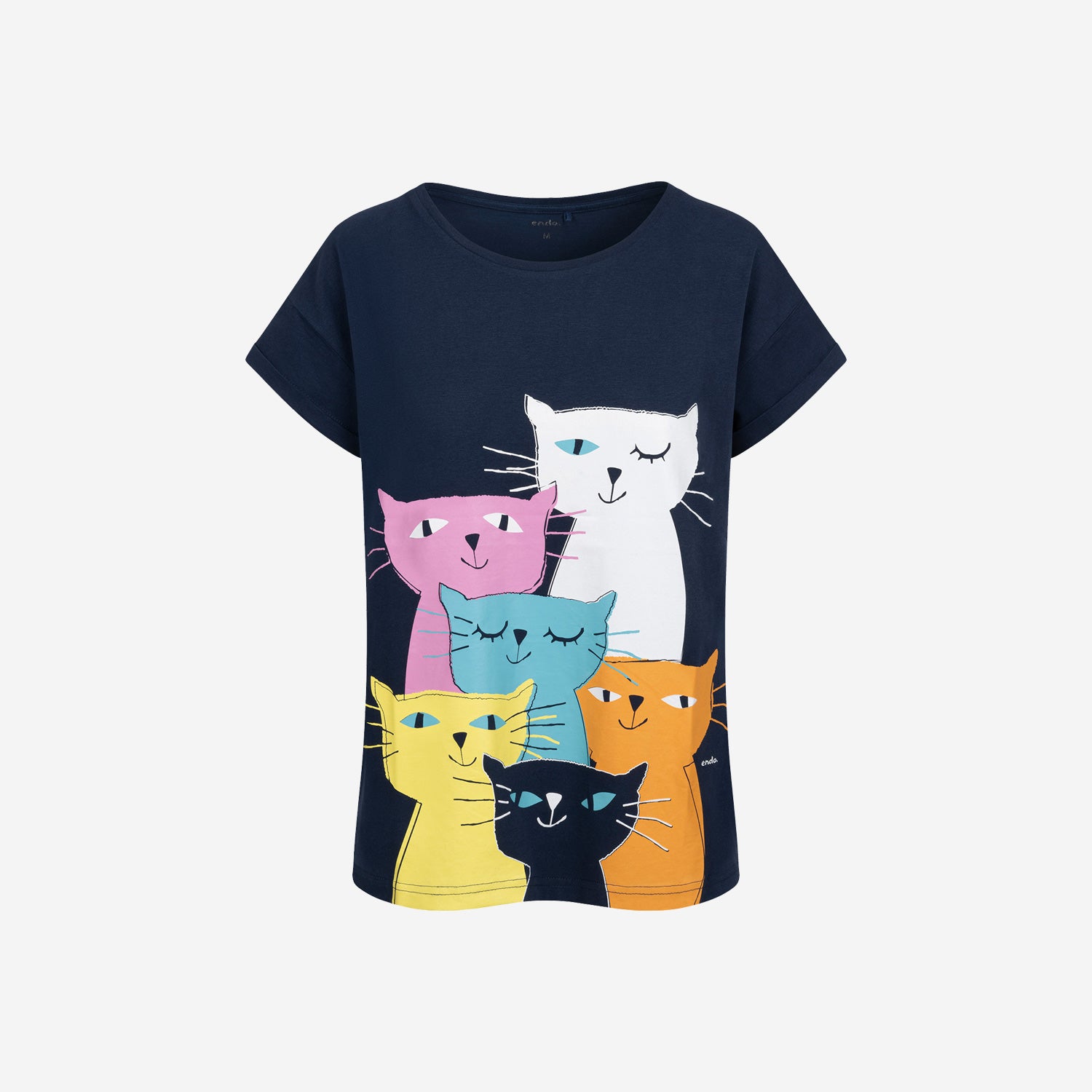 Damski t-shirt z krótkim rękawem, z kotami