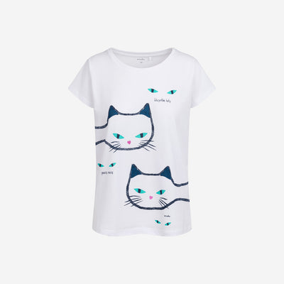 Damski t-shirt z krótkim rękawem, z kotami