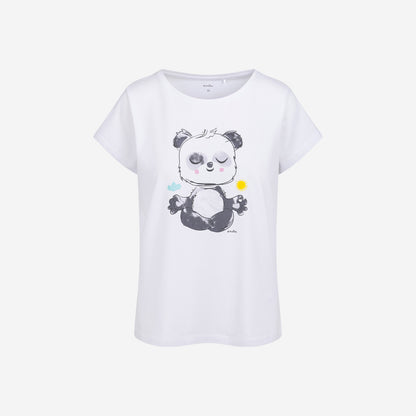 Women's short-sleeved panda bear t-shirt, white