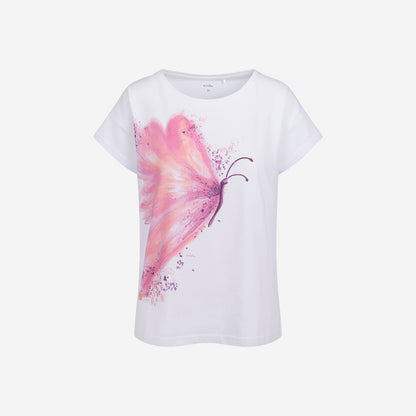 Damski t-shirt z krótkim rękawem, z motylem