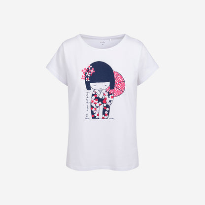 Women's short-sleeved geisha t-shirt, white