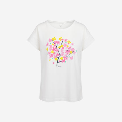 Women's short-sleeved floral t-shirt, white