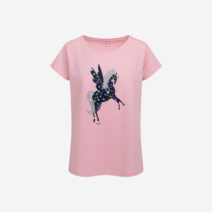 Women's short-sleeved unicorn pajama set, pink