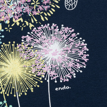 Damski t-shirt z krótkim rękawem, z dmuchawcami, granatowy