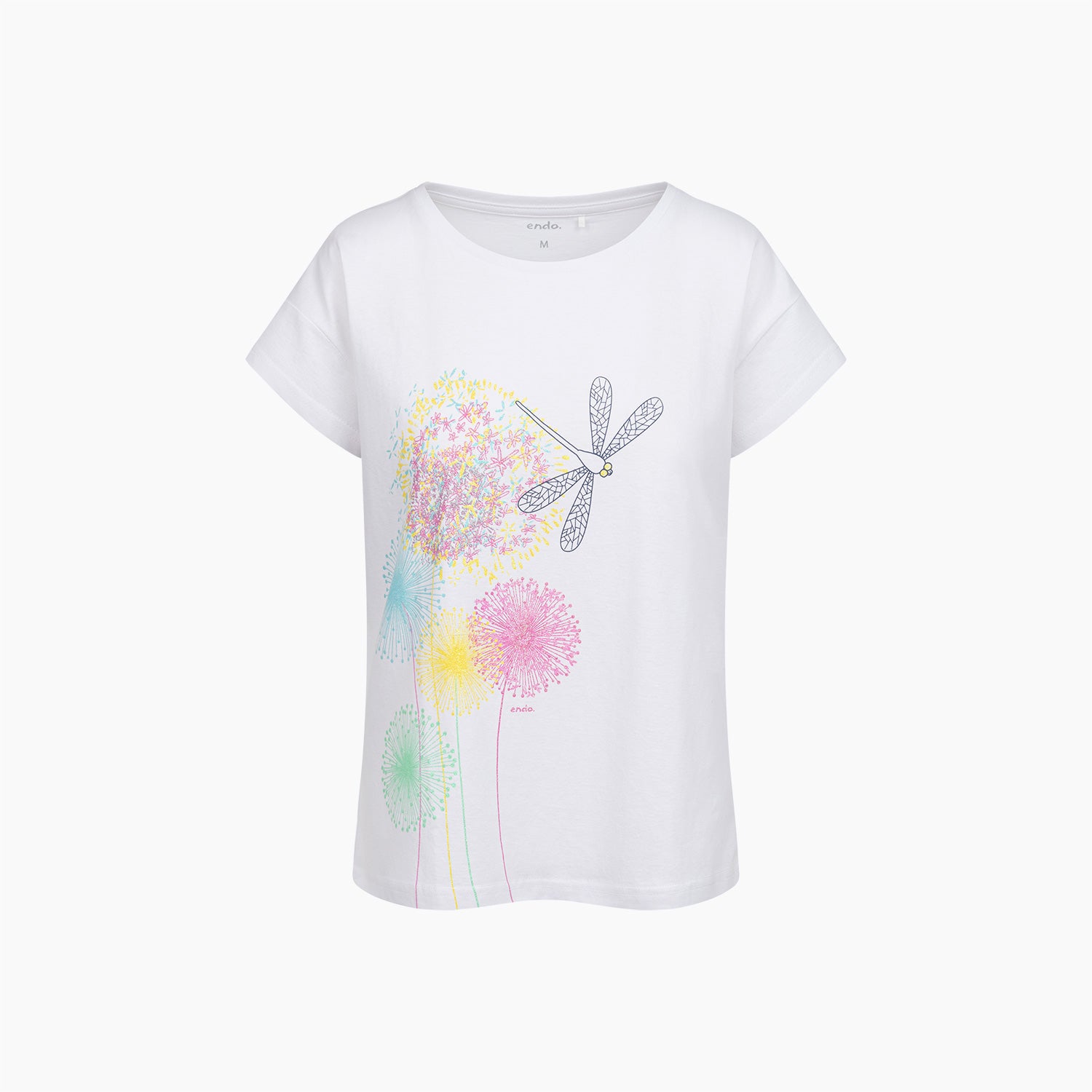 Damski t-shirt z krótkim rękawem, z dmuchawcami, biały