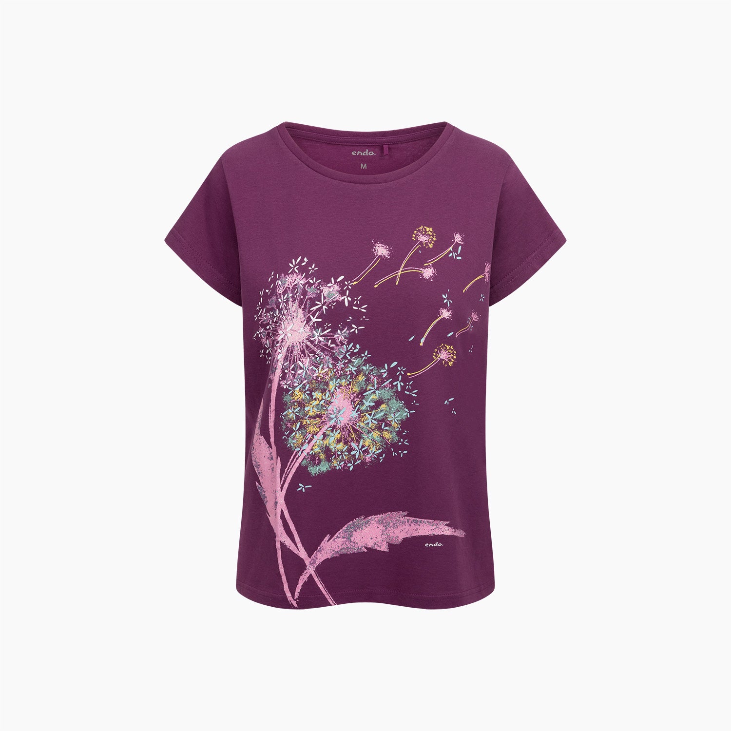 Damski t-shirt z krótkim rękawem, z dmuchawcami, fioletowy