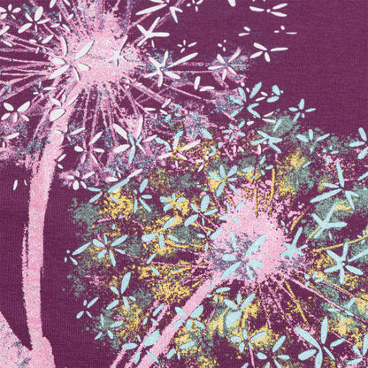 Damski t-shirt z krótkim rękawem, z dmuchawcami, fioletowy