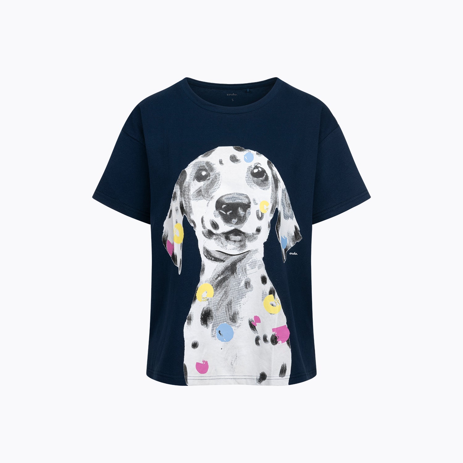 T-shirt damski granatowy dalmatyńczyk