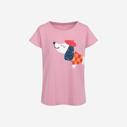 Women's short-sleeved Frenchie T-shirt, pink