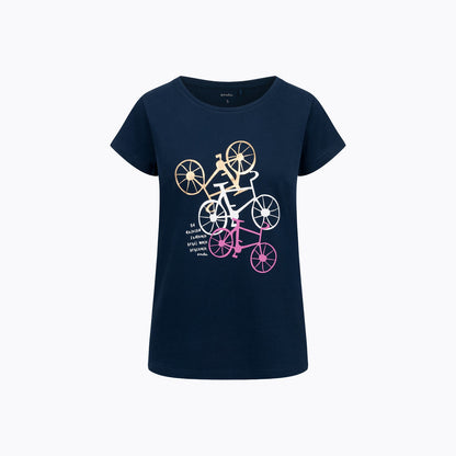 T-shirt damski z krótkim rękawem granatowy kręci mnie kręcenie