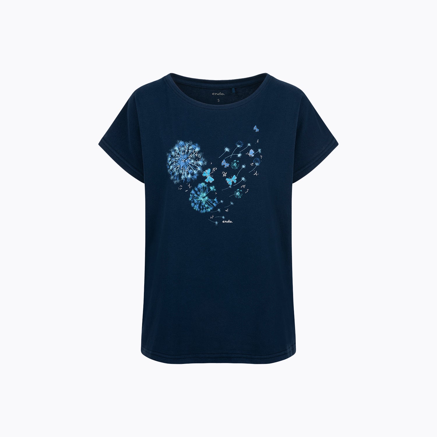 Damski t-shirt z krótkim rękawem, z dmuchawcem, granatowy