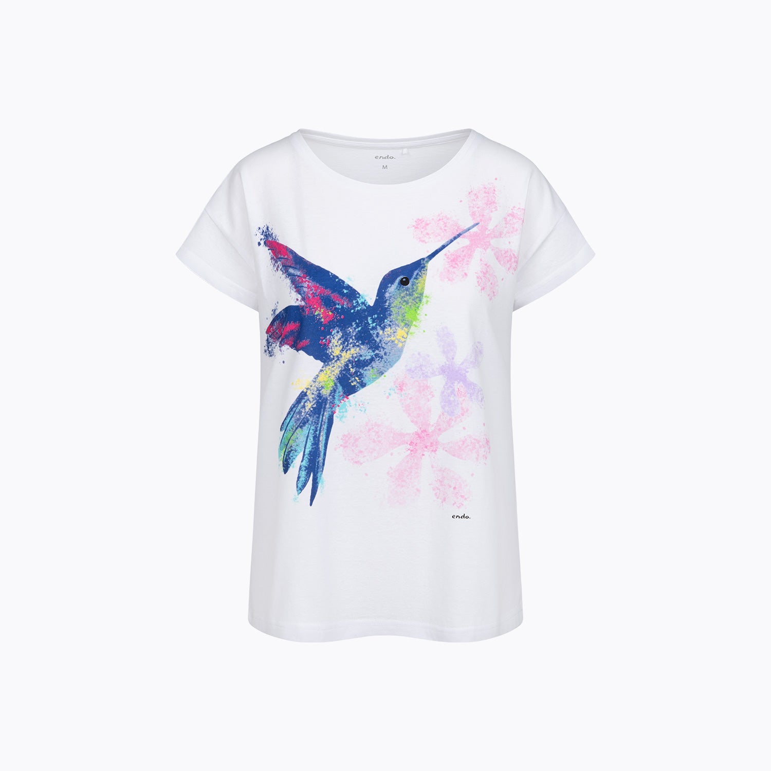 T-shirt damski z krótkim rękawem biały koliber