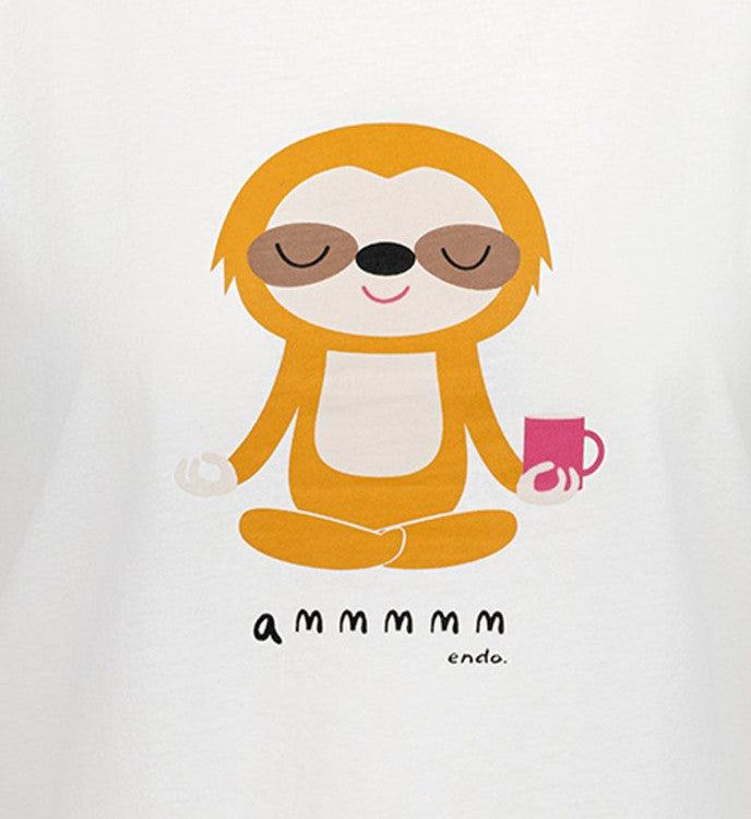 Damski t-shirt z krótkim rękawem, z motywem yogi, biały