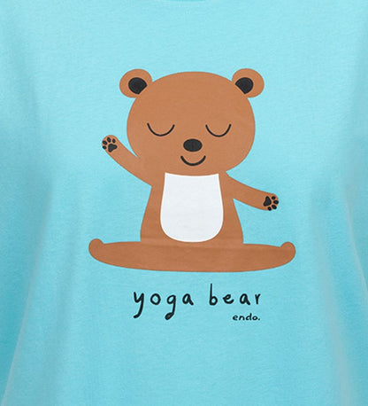 Damski t-shirt z krótkim rękawem, z motywem yogi, niebieski