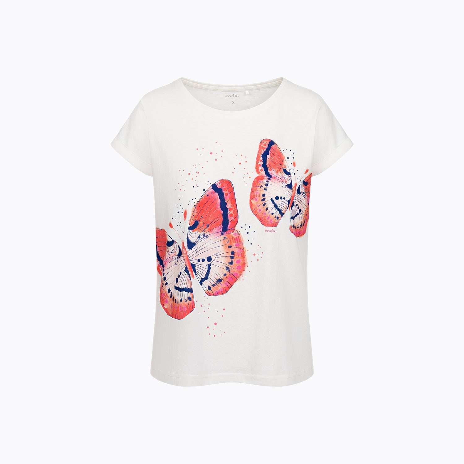 T-shirt damski biały motyle