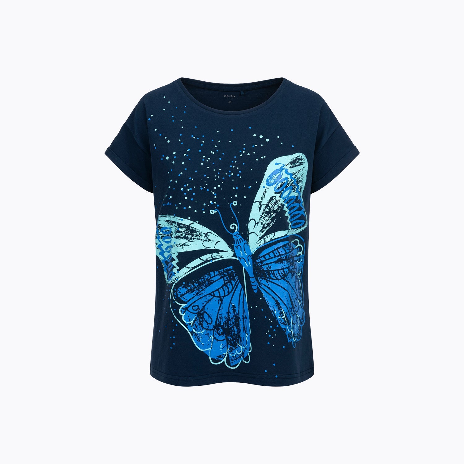 T-shirt damski granatowy niebieski motyl