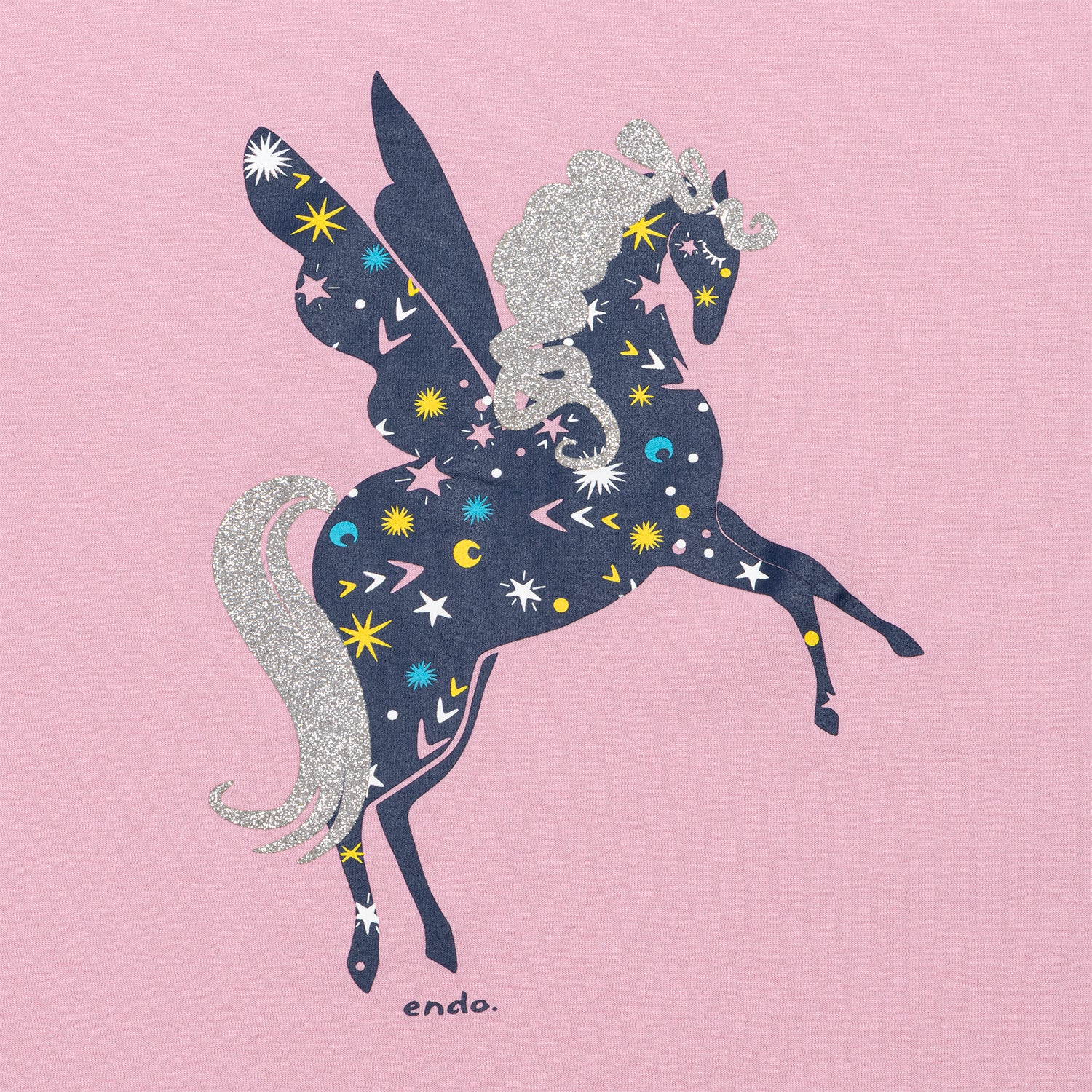 Damska piżama z krótkim rękawem dla dziewczynki, z jednorożcem, różowa